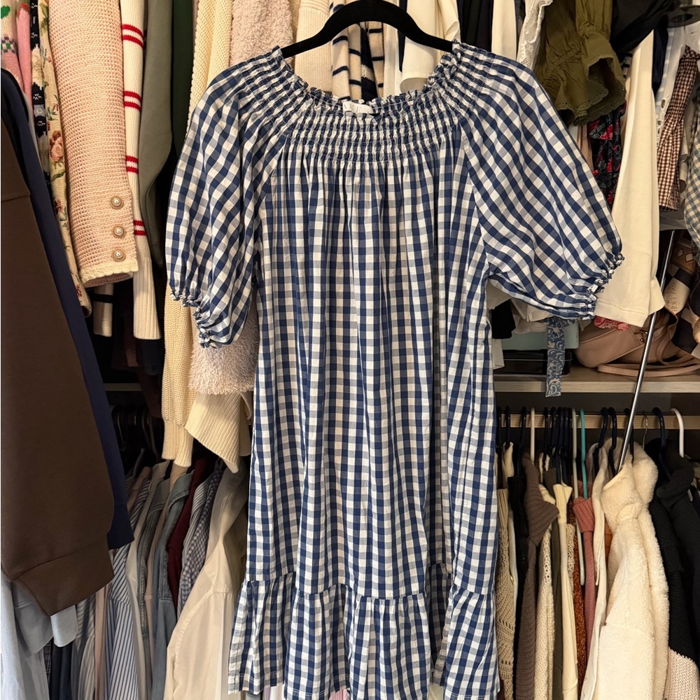 Lake Veranda Dress in Blue Gingham
